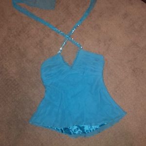 BCBG blue halter top